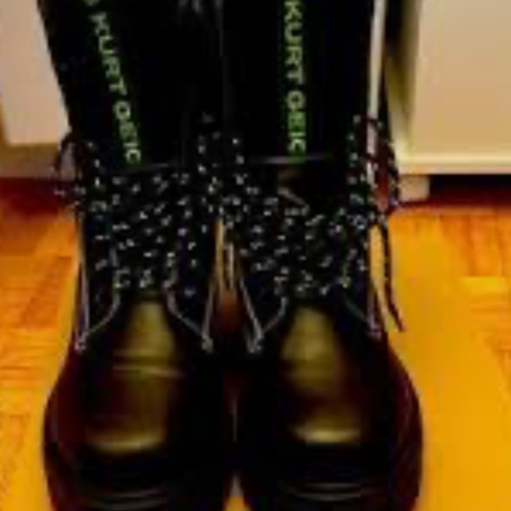 ISO Kurt Geiger combat boots! Black with neon green!